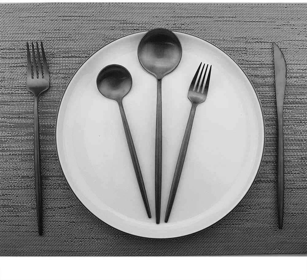 JASHII Luxury 18/10 Rainbow Flatware Set - 304 Stainless Steel Colorful Cutlery - 5-Piece Adaline Royal Modern Satin Finish for Birthday