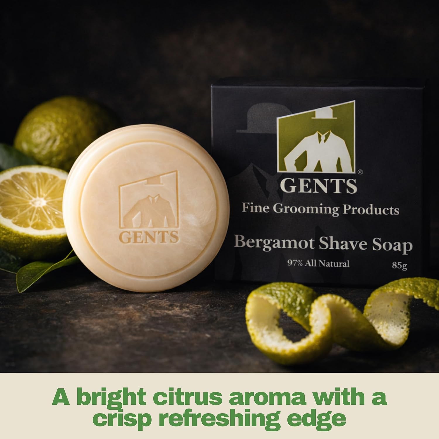 GENTS Men’s Shave Soap, 97% Natural Cedar Pine Scent, Rich Lather Wet Shaving, Traditional Shaving Soap for Men, 3oz Puck