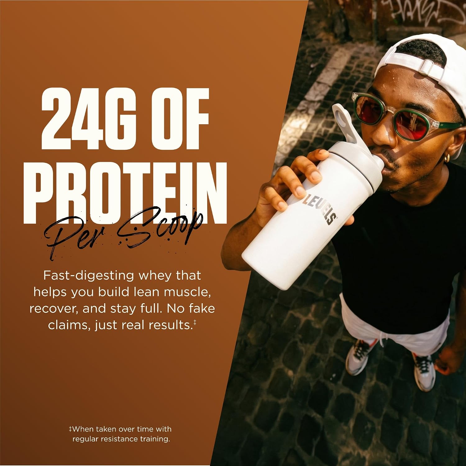 Levels Whey Protein Powder, No Artificial Ingredients, Pure Chocolate, 5LB | 24G of Protein, 5.4G BCAAs, Clean Ingredients, Hormone Free Dairy, No Fillers, No Added Sugar, No Junk