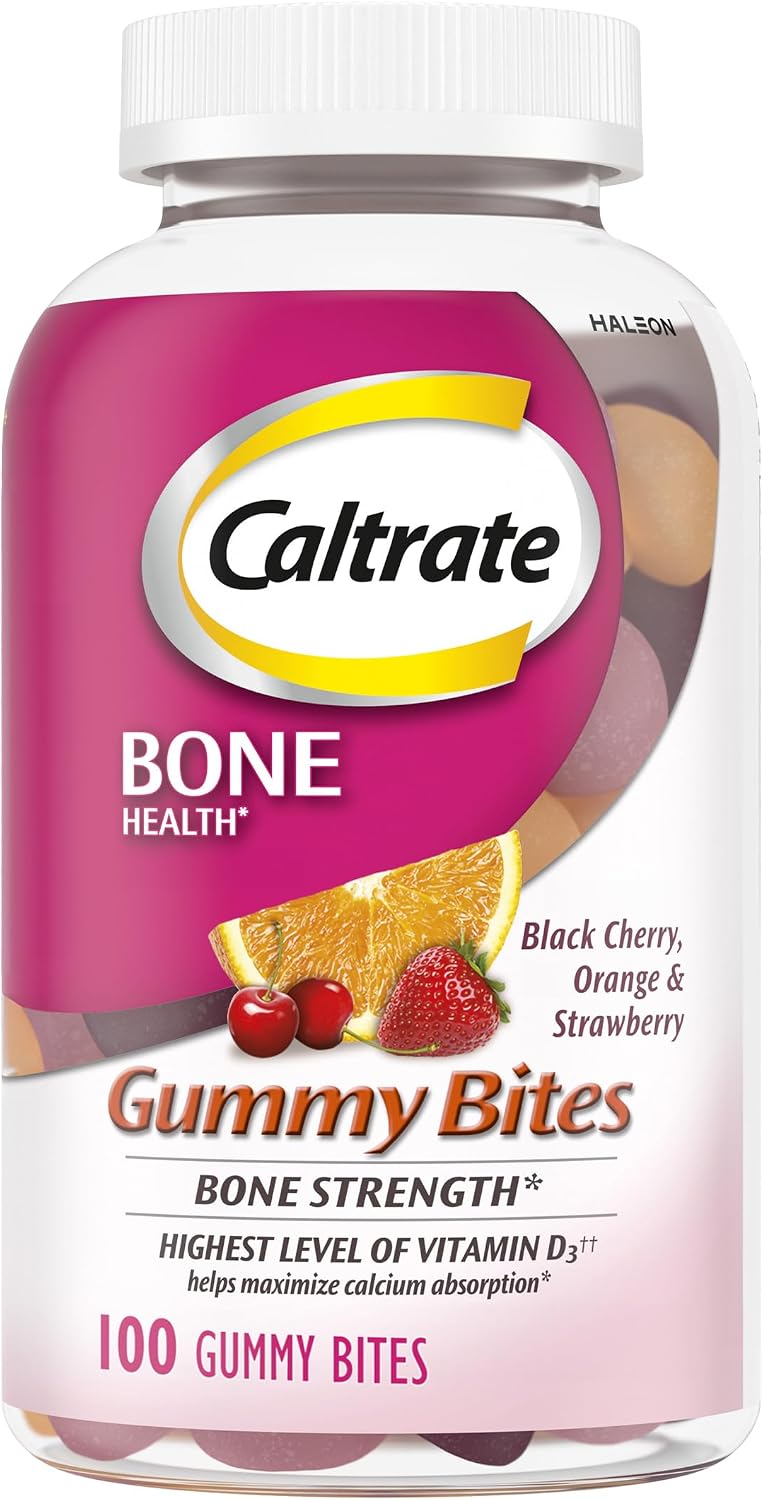 Caltrate Gummy Bites 600 Plus D3 Vitamin D and Calcium Supplement, 50 Count | Highest Level of Vitamin D3, Maximizes Calcium Absorption to Support Strong Bones and Daily Function