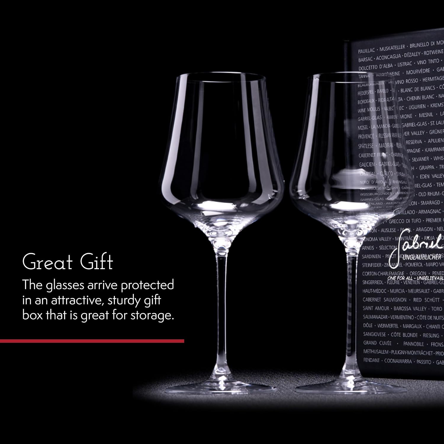 Gabriel-Glas StandArt Crystal Wine Glasses, Set of 2 with Gift Box - Premium, Universal Wine Glass for Red and White Wine - Dishwasher Safe, Lead-Free, 16 oz.