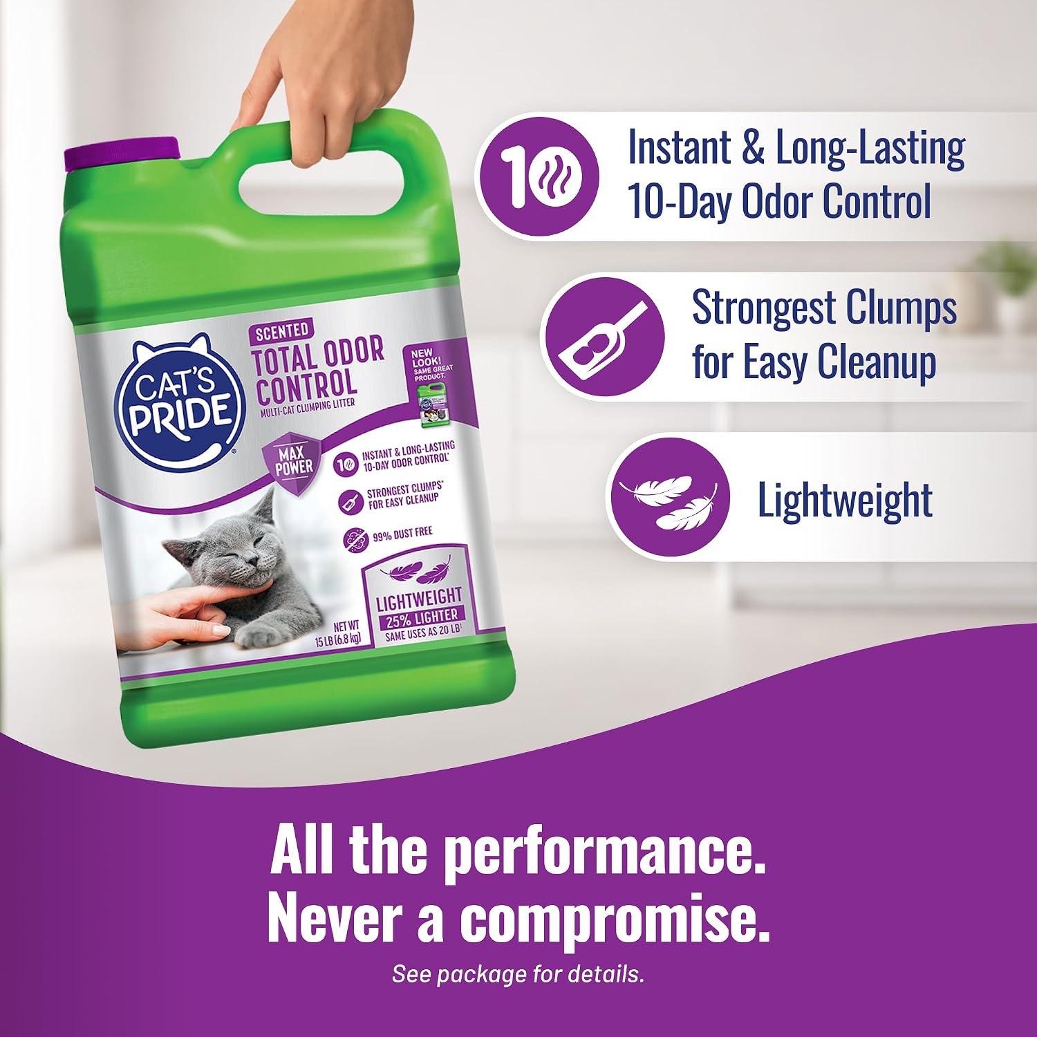 Cat's Pride Total Odor Control, Max Power, Clumping Litter Scented 15lb