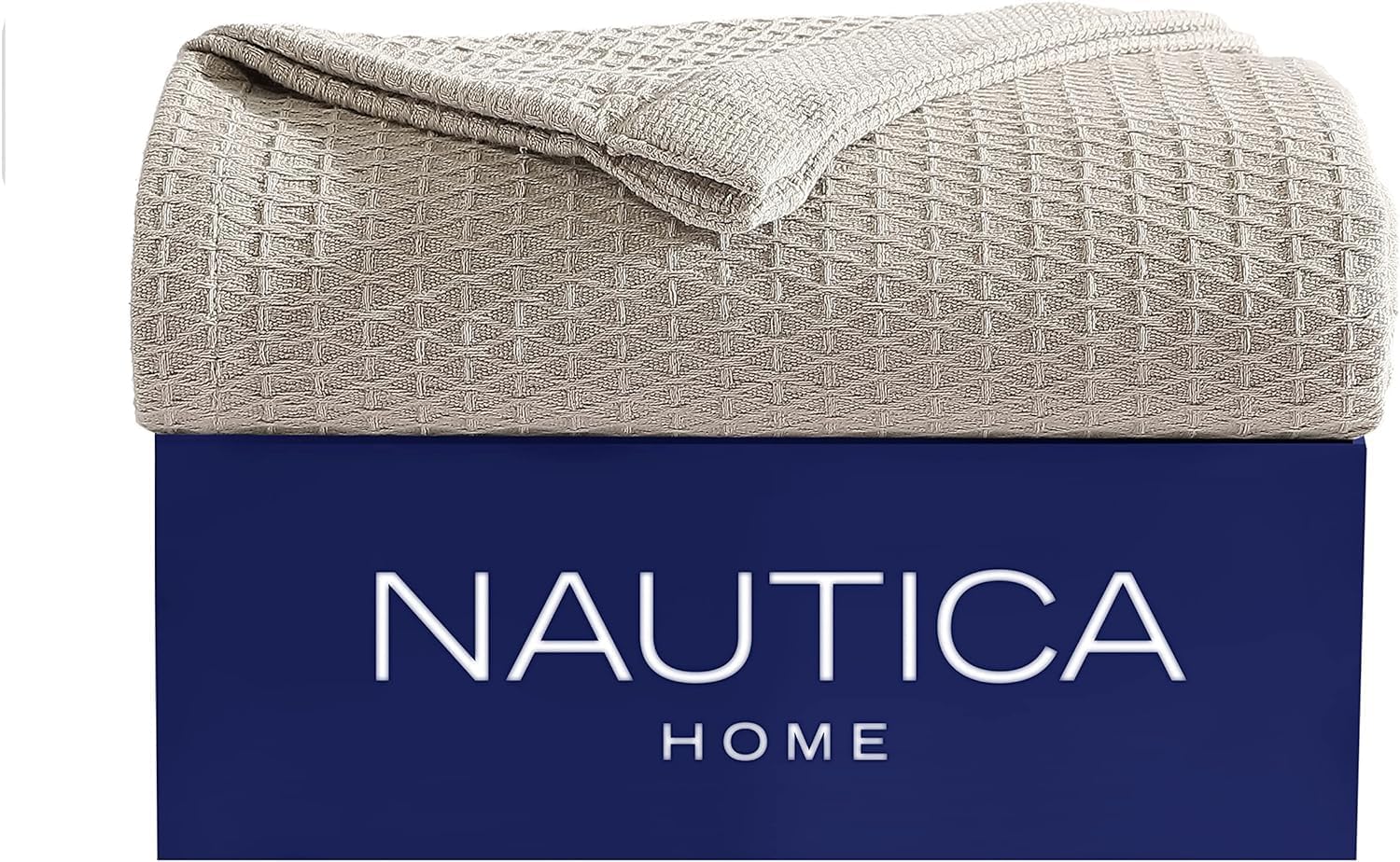 Nautica - Queen Blanket, Diamond Weave Cotton Bedding, Medium-Weight for All Seasons, Oeko-Tex Certified (Baird Navy)