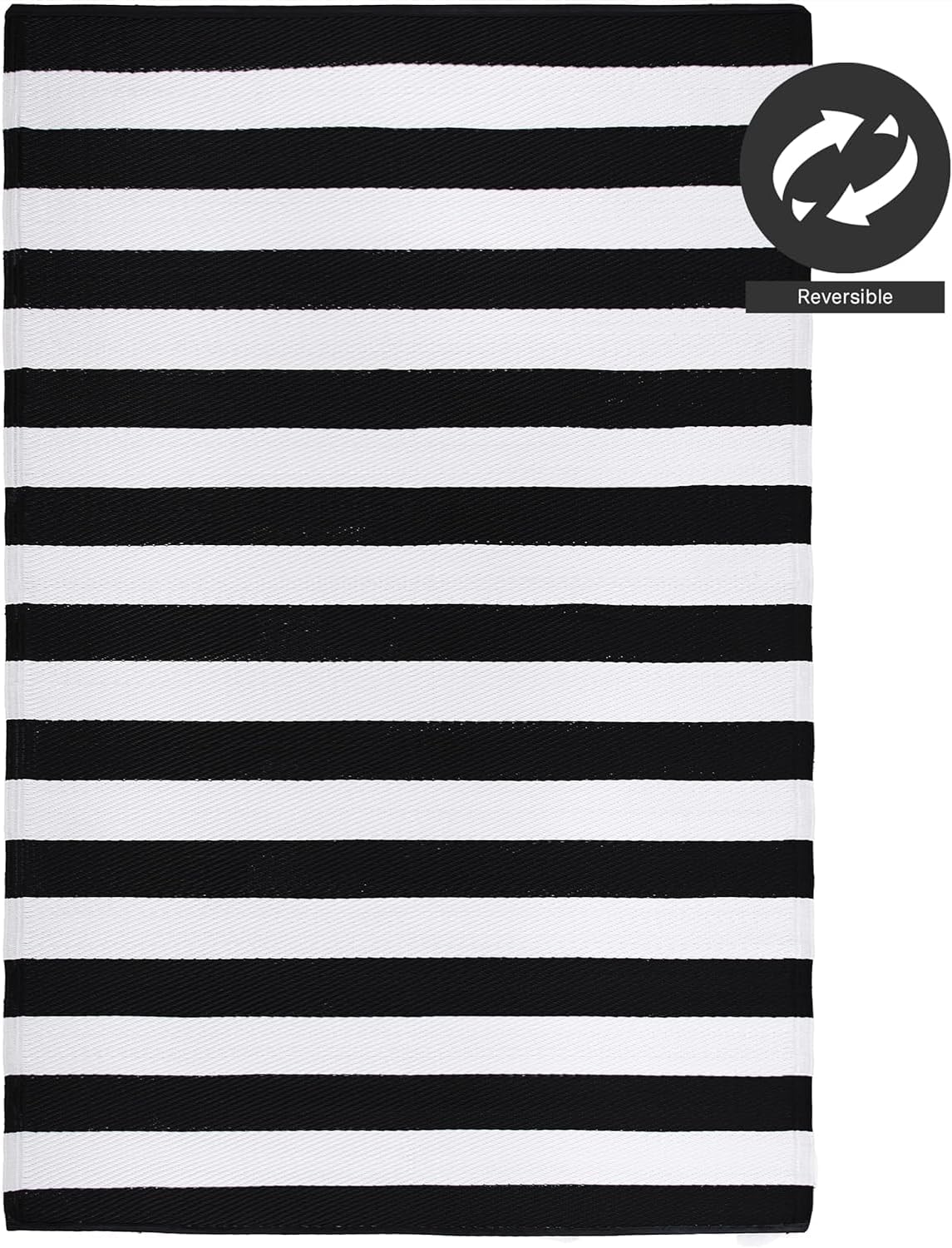 FH Home Outdoor Camping Rug - Waterproof, Fade Resistant, Reversible - Premium Recycled Plastic - Striped - Large Patio, Deck, Sunroom