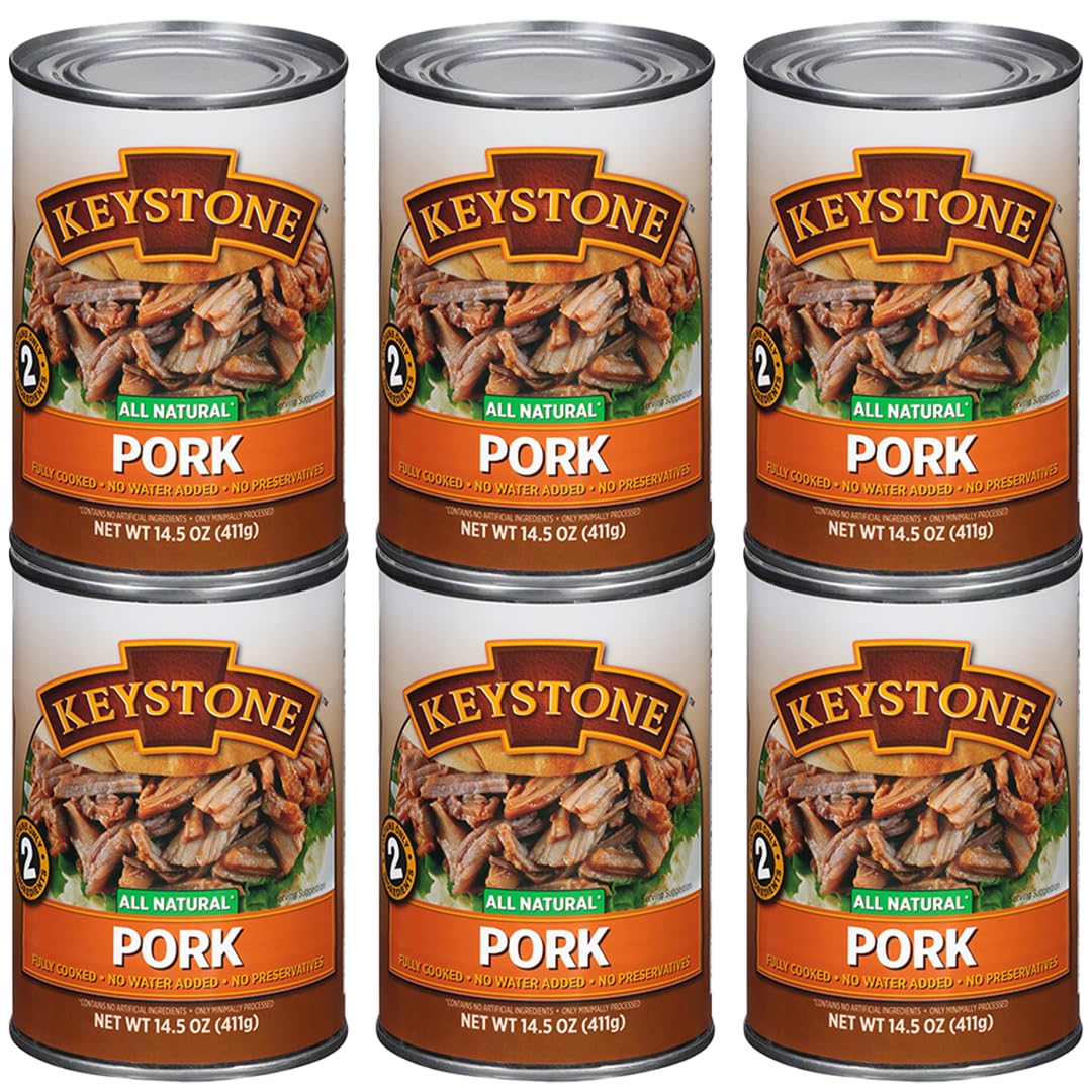 Keystone Meats All Natural Heat and Serve Ground Beef 14 Oz Fully Cooked Canned Meat Shelf Stable Emergency Survival Canned Food Ready to Eat No Preservatives Gluten Free Made in USA Pack of 2