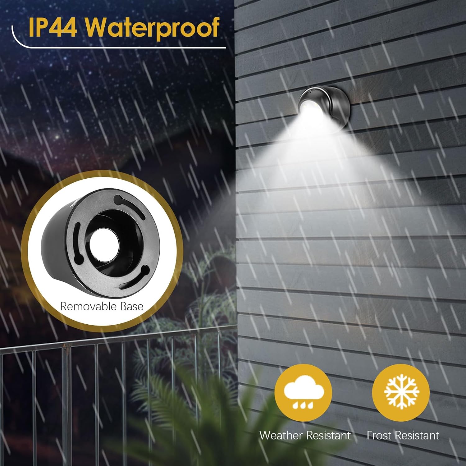 6000K Battery Motion Sensor Light Outdoor Waterproof Wireless LED Battery Powered Wall Light Auto On/Off Night Light 2 Pack Cool White