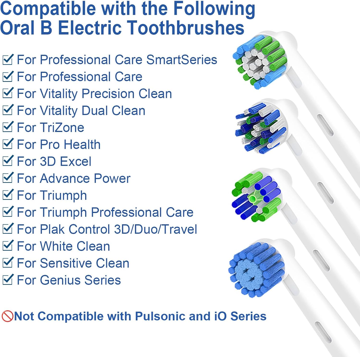 16pcs Replacement Brush Heads Compatible with Oral B Electric Toothbrushes. Pack of 4 Precision Clean, 4 Cross Clean