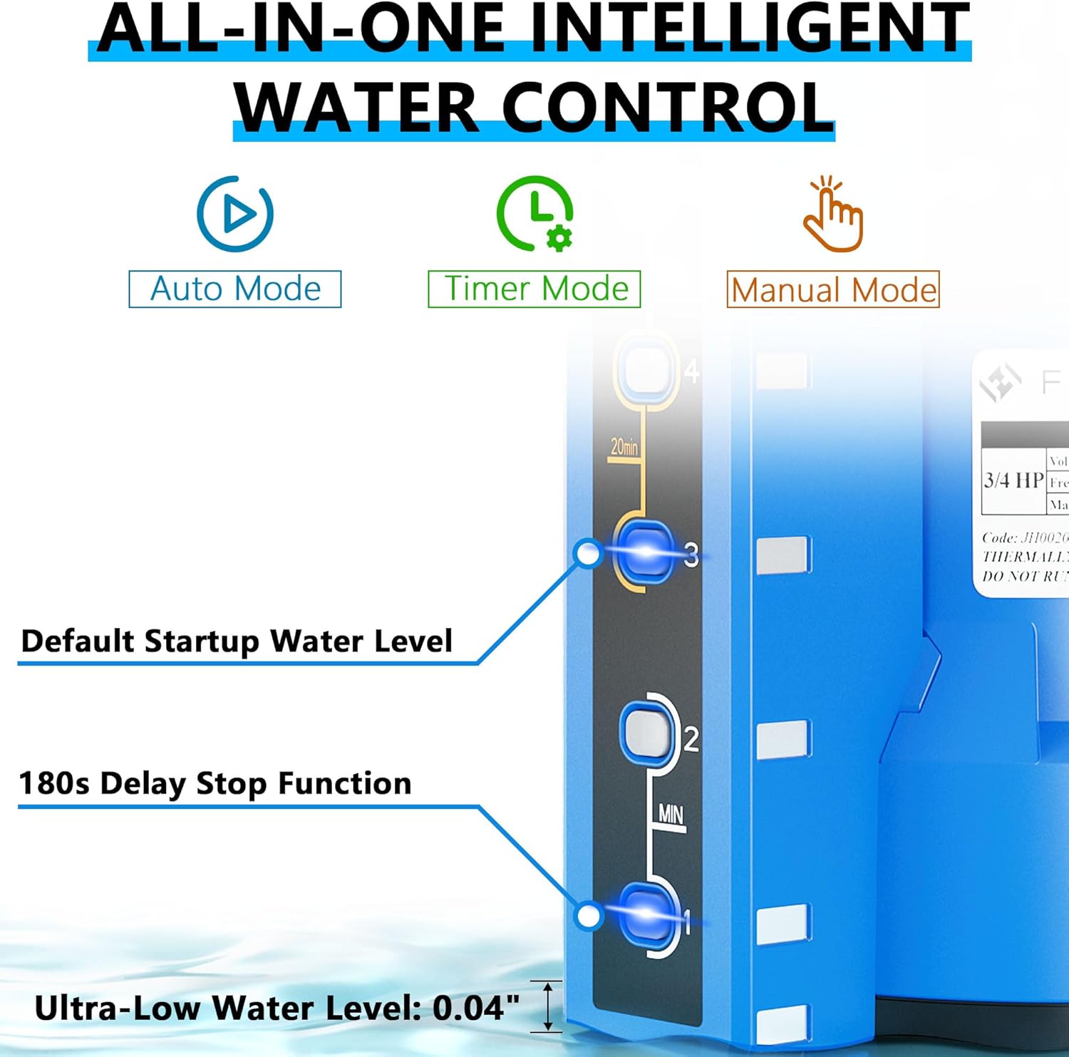 FOTING Sump Pump 3/4HP Automatic Submersible Water Pump