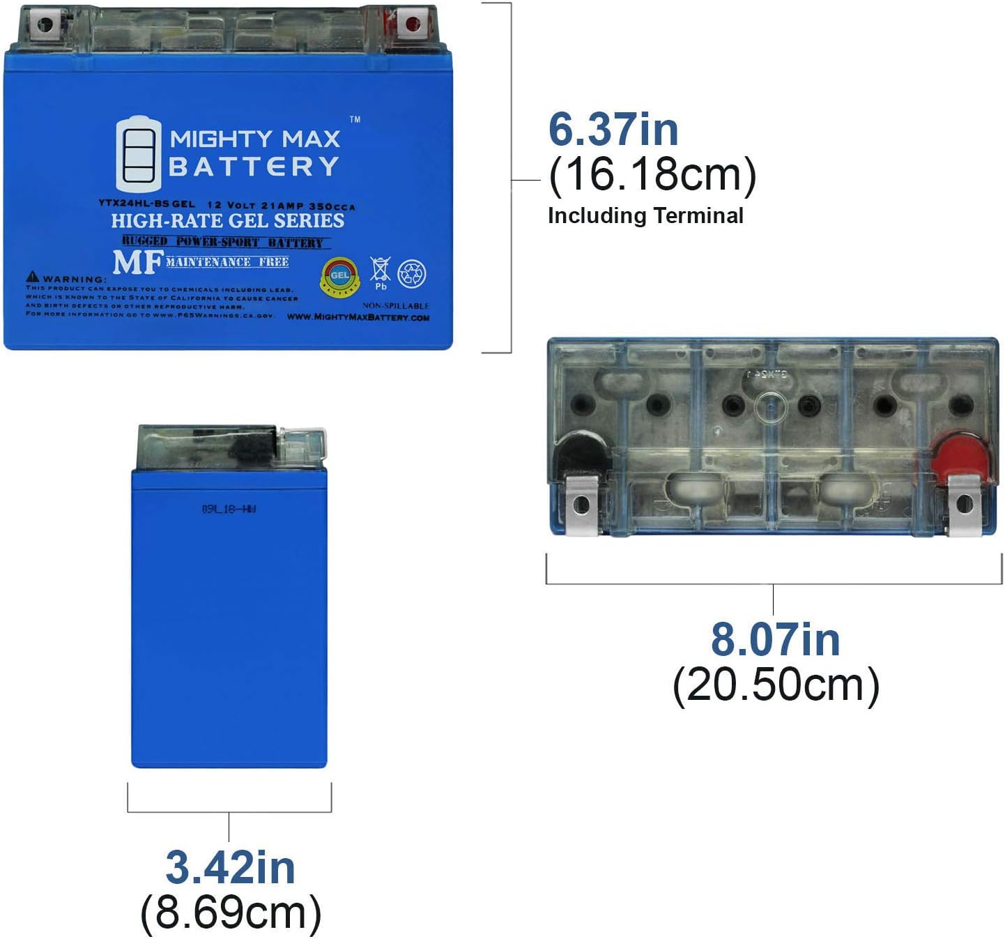 Mighty Max Battery YTX20L-BS GEL -12 Volt 18 AH, GEL Type, 270 CCA, Rechargeable Maintenance Free SLA AGM Motorcycle Battery