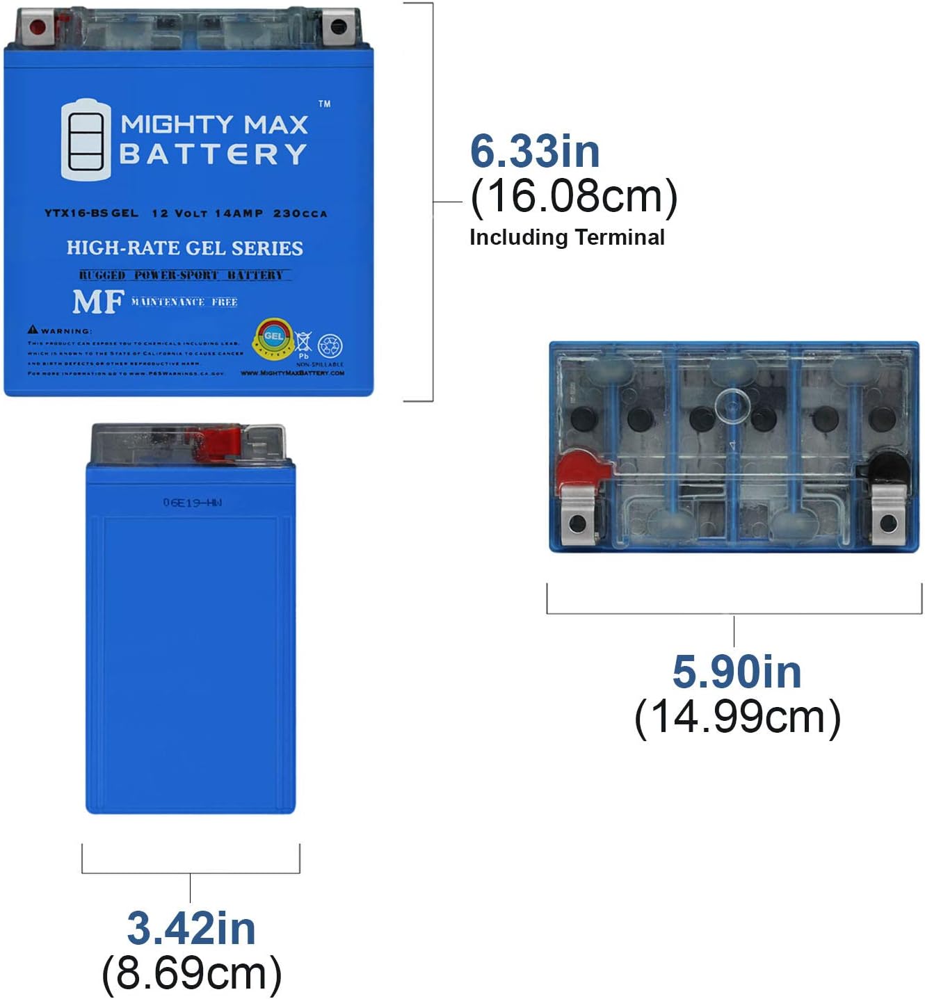 Mighty Max Battery YTX20L-BS GEL -12 Volt 18 AH, GEL Type, 270 CCA, Rechargeable Maintenance Free SLA AGM Motorcycle Battery