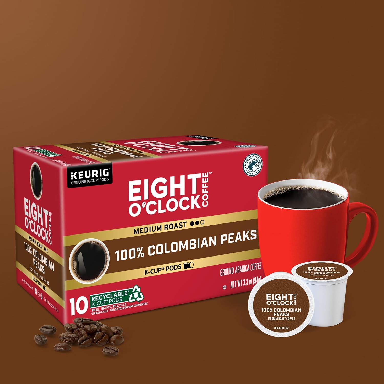 Eight O'Clock Coffee The Original, Single-Serve Keurig K-Cup Pods, Medium Roast Coffee Pods, 72 Count
