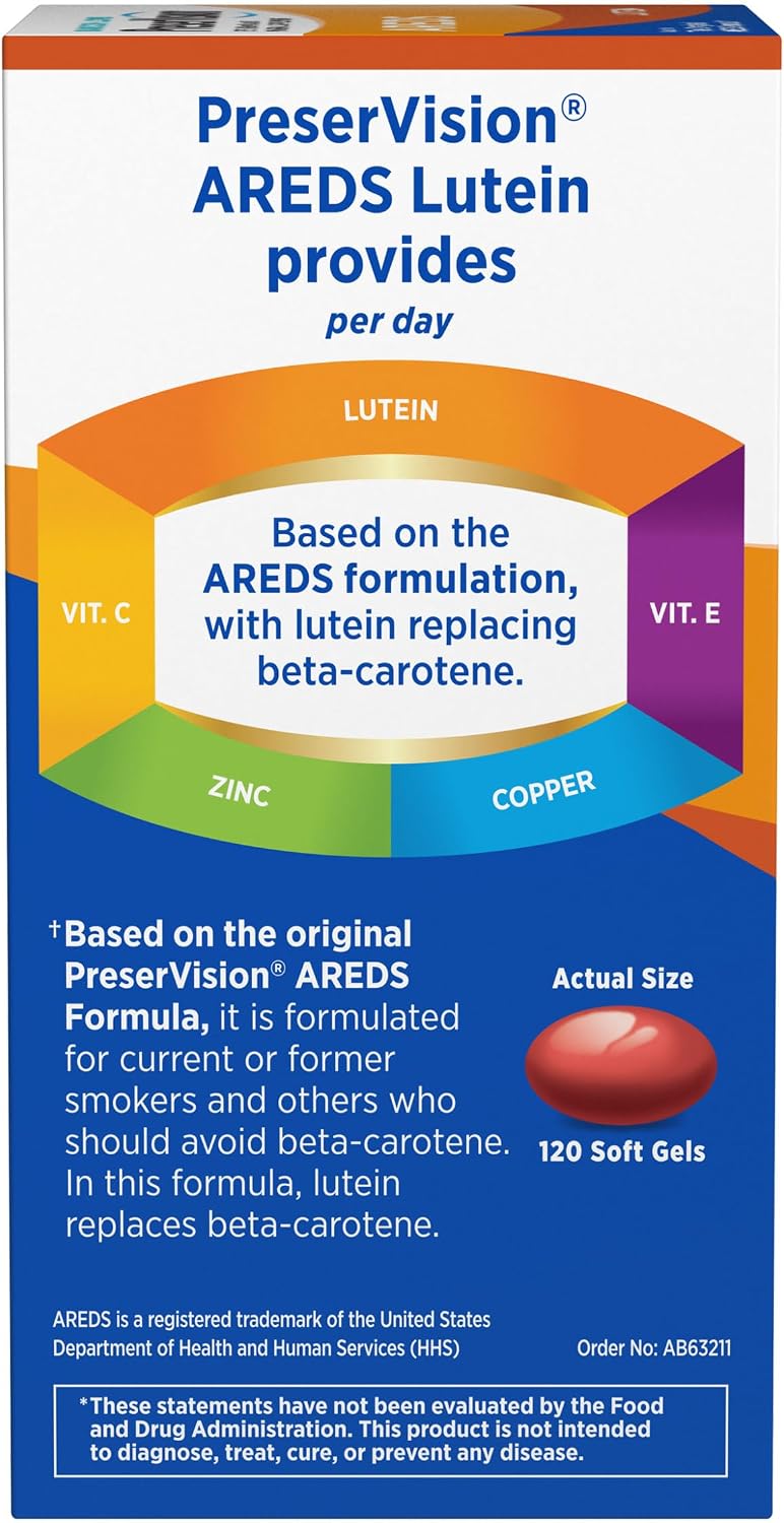 PreserVision AREDS Eye Vitamins, #1 Eye Doctor Recommended Brand, Multivitamin with Lutein, Vitamins C & E, Zinc, and Copper Supplements, 120 Softgels