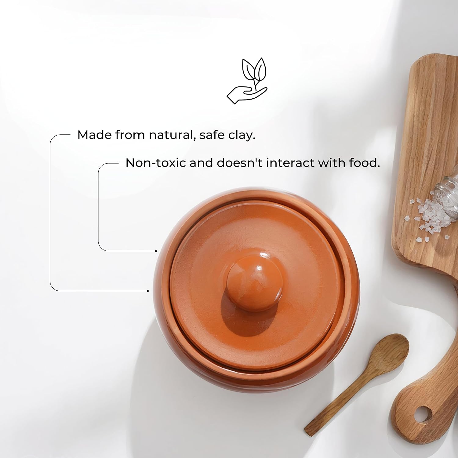 Stoneware Ramekin with Lid 17 fl oz 500 ml Clay Pot for Cooking