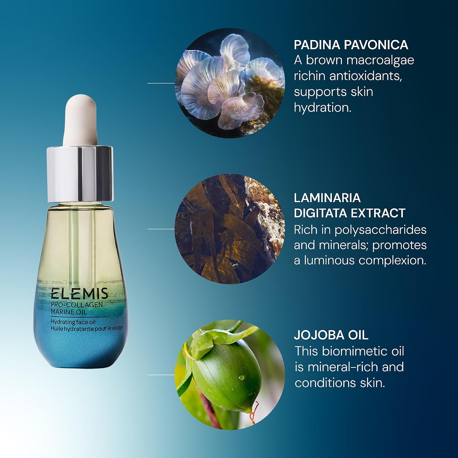 ELEMIS Pro-Collagen Marine Oil 15ml, Lightweight Face Oil To Hydrate, Nourish & Improve Skin Texture | Lightweight anti-aging face oil to hydrate