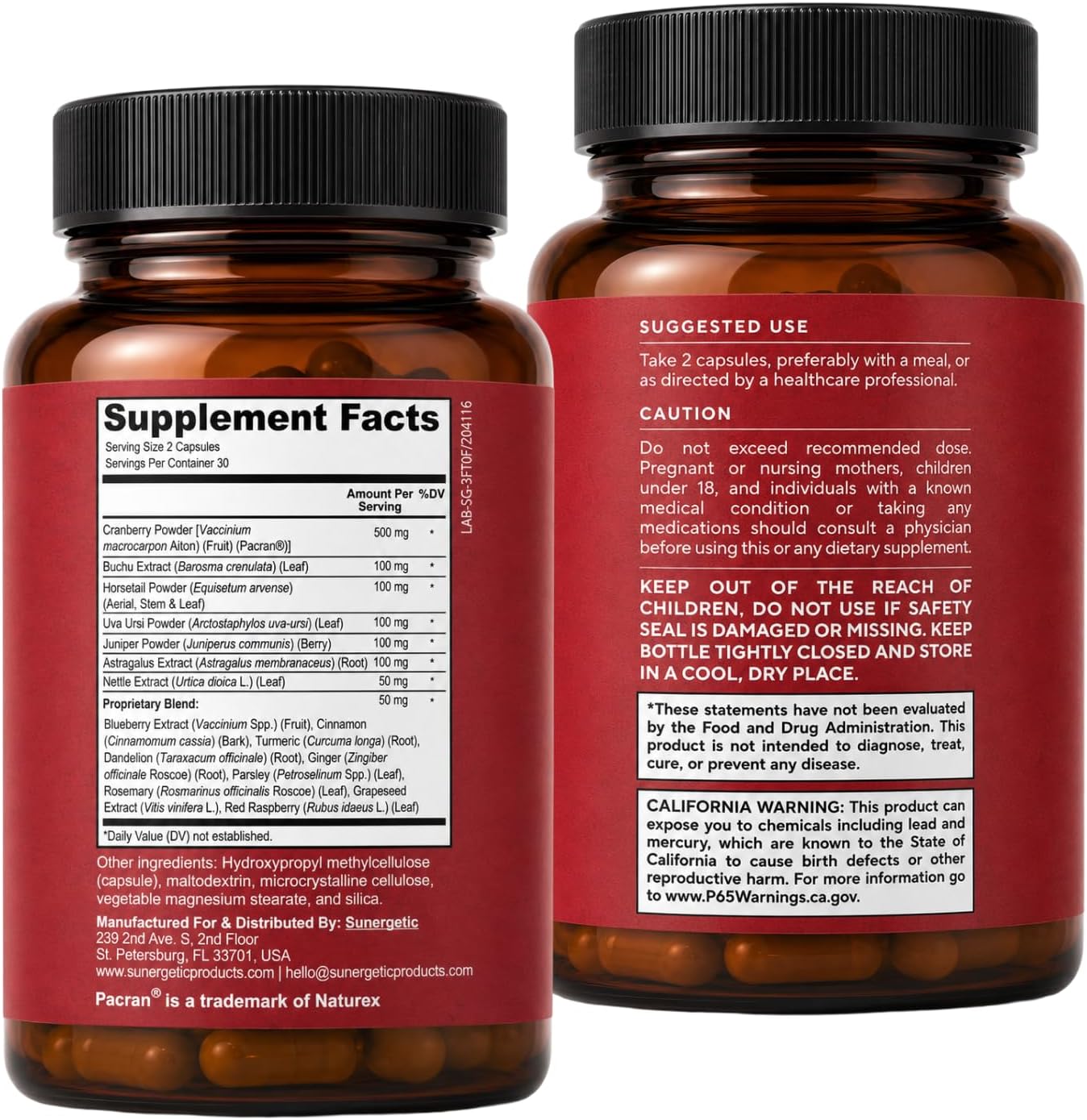 Kidney Cleanse & Detox Support with Cranberry, 60 Vegetarian Capsules | Kidney support supplement with Pacran cranberry, astragalus, uva ursi, nettle