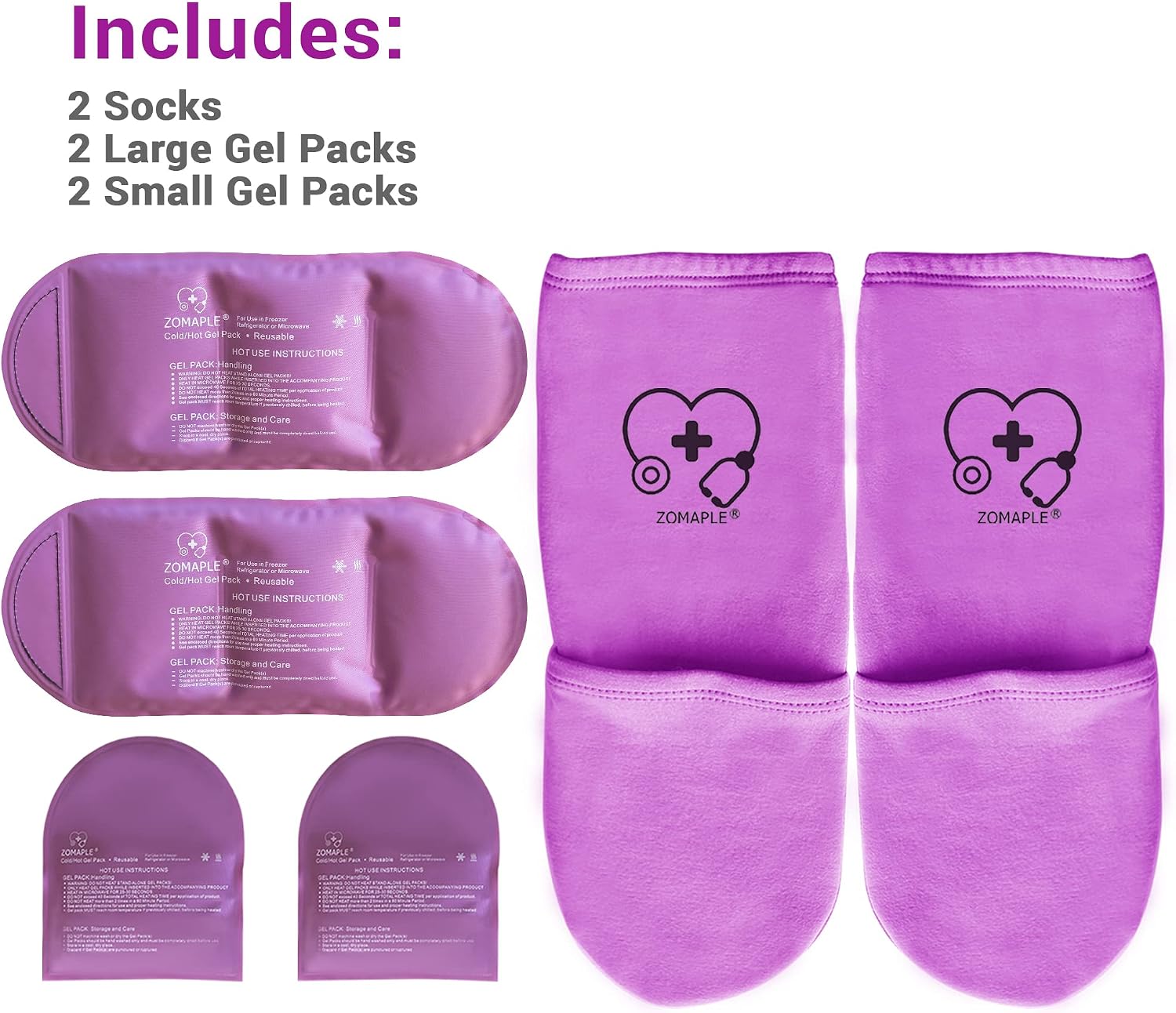 Zomaple Cold Therapy Socks, 2 Gel Packs for Neuropathy & Hot Feet Comfort