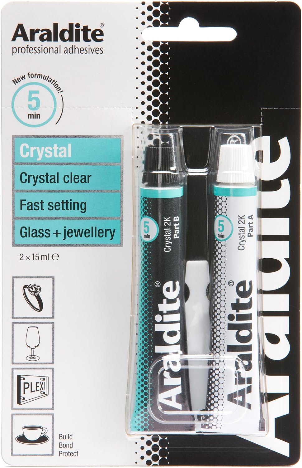 Araldite Clear Epoxy Adhesive 5 Minute Fast Setting 2-Part Epoxy Glue. Solvent-Free Professional Grade Strength for Invisible Joins. Clear Resin for