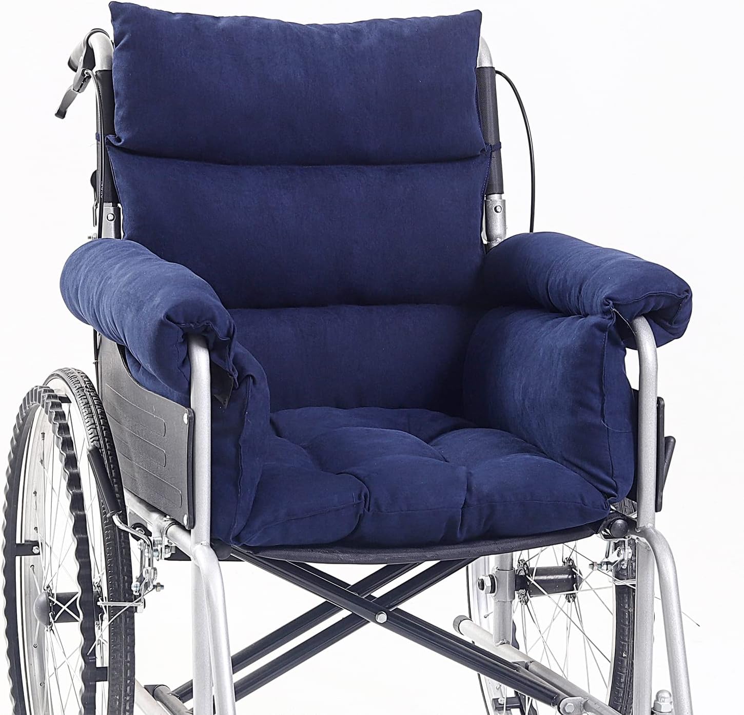 Wheelchair Cushions，Pressure Pain Relief Accessories with Armrest Covers. Supports Coccyx & Back, Non-Slip. Fits 18" Wheelchair with Full Arms, Blue.