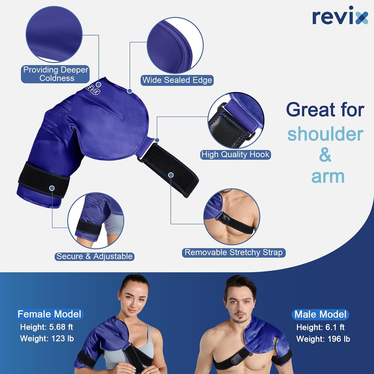 REVIX Shoulder Ice Pack Wrap for Rotator Cuff, Reusable Gel Cold Pack