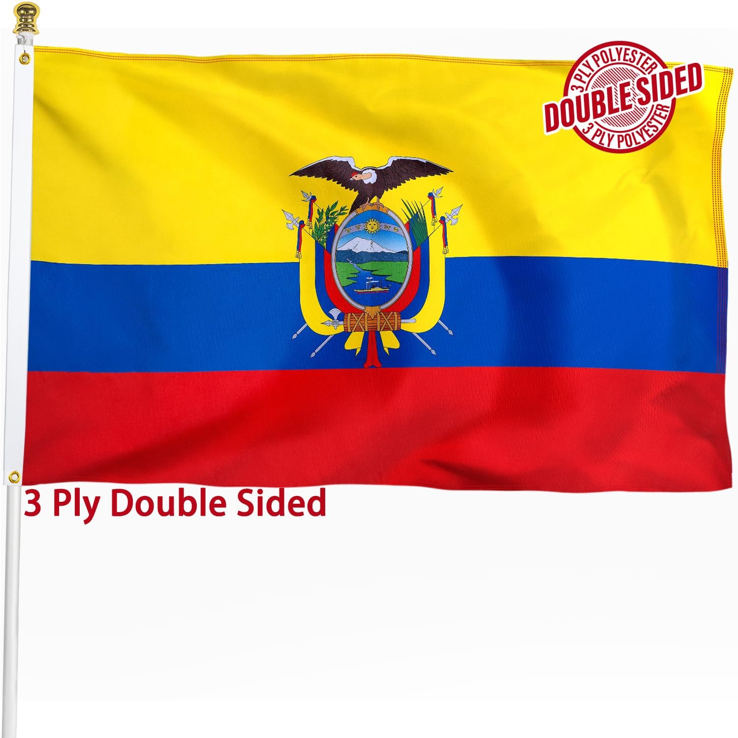 Nicaragua Flag 3x5 ft Outdoor Bandera de Nicaragua Nicaraguan National Flag | Double Sided 3 Ply Heavy Duty Polyester Banner with Brass Grommets for Home and Outdoor Decoration, 4 Rows Stitching
