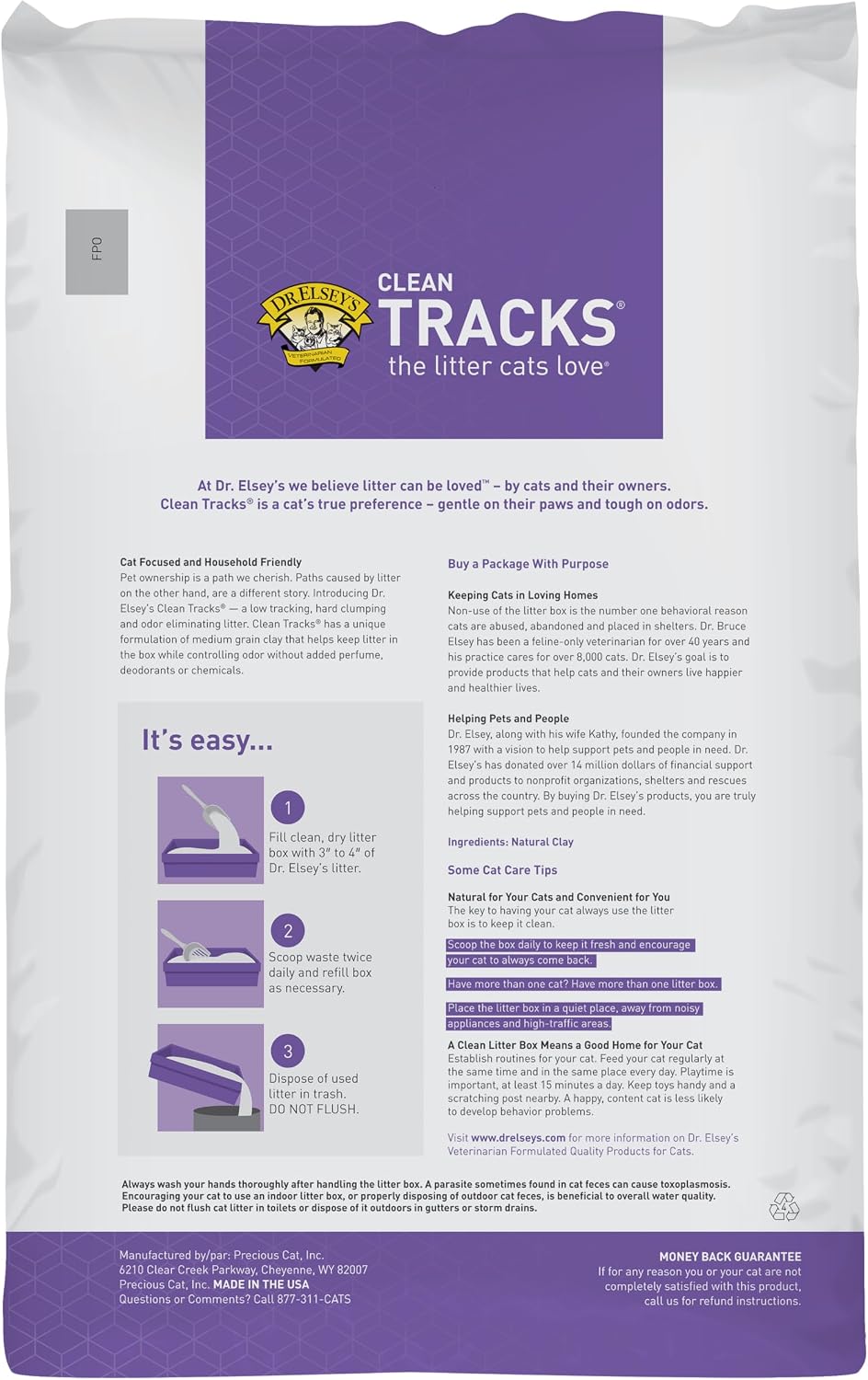 Dr. Elsey's® Clean Tracks Clumping Clay Cat Litter 40 lb. Bag