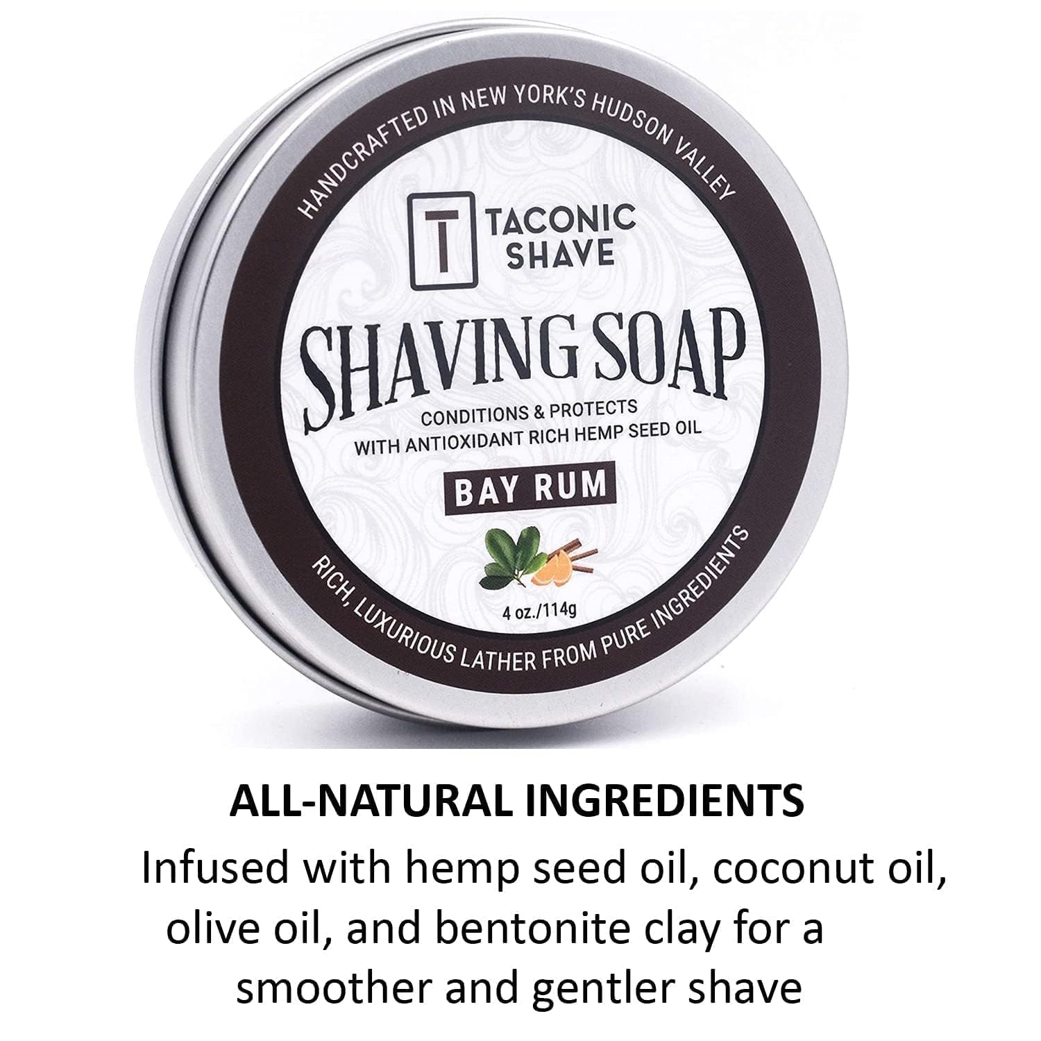 Taconic Lavender Natural Shaving Soap Puck, Rich Lather | Calming lavender aroma pairs with moisturizing natural oils to build rich protective lather for a comfortable wet shave.