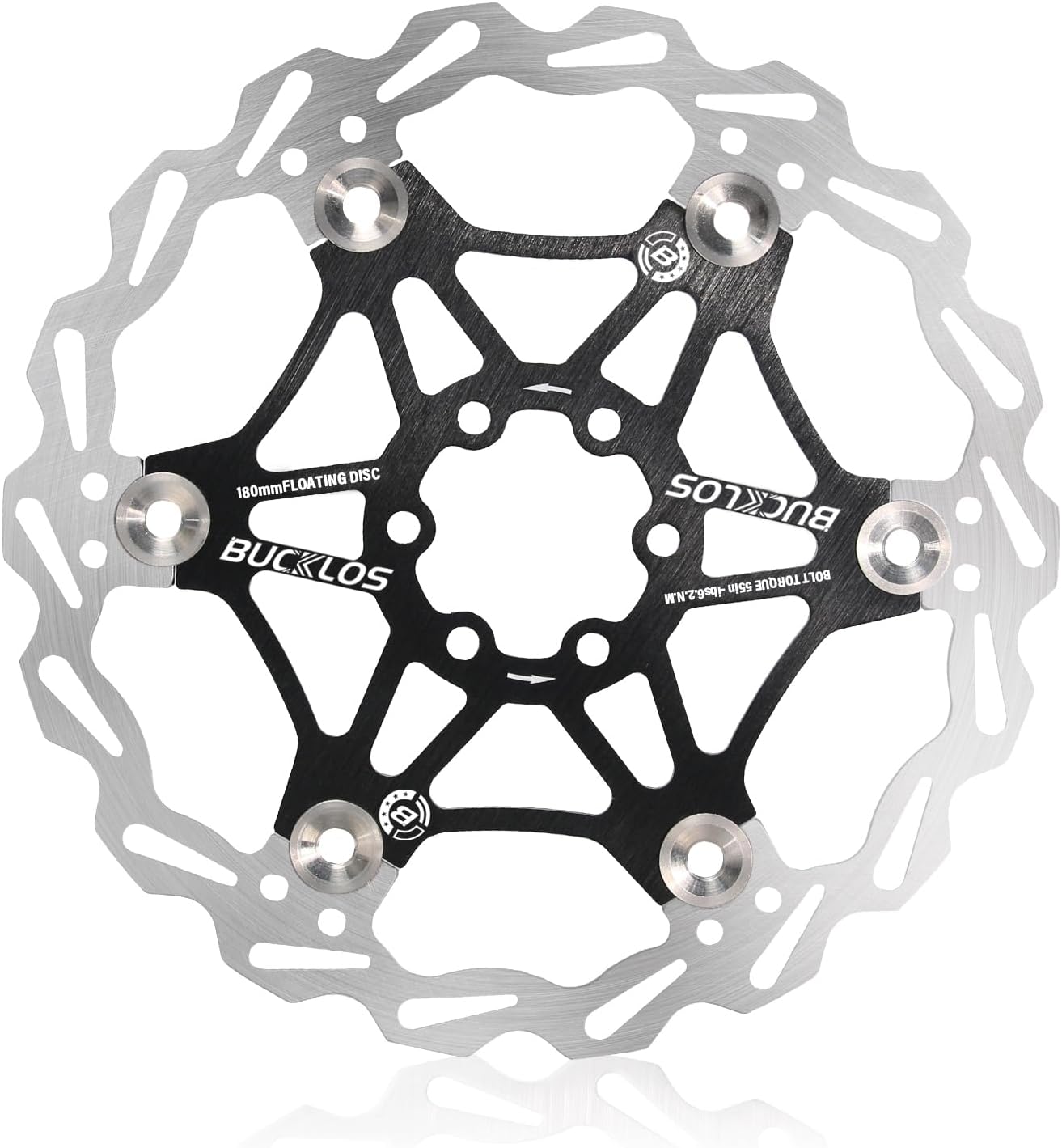 BUCKLOS 160mm 180mm 203mm Floating Disc Brake Rotor, Stainless Steel MTB Brakes Rotors with 6PC Bolts