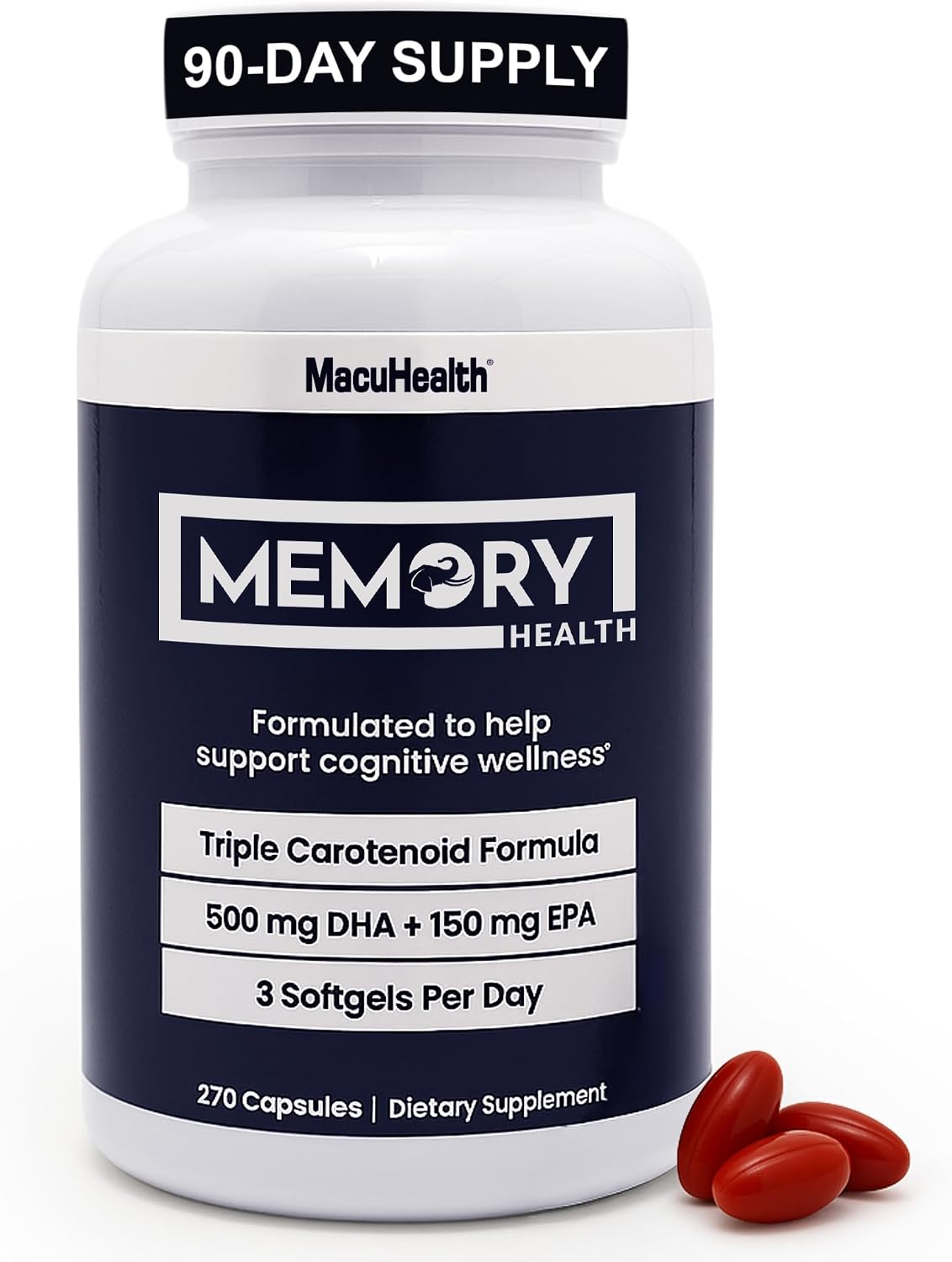 Memory Health Omega 3 - Carotenoids and Vitamin E, For Mental Focus