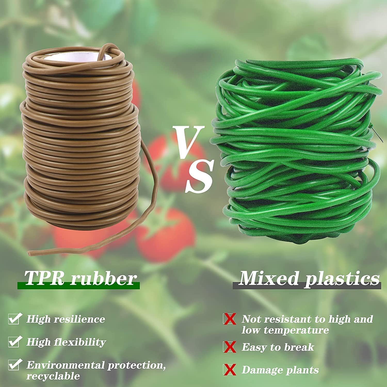 Decoroca Soft Plant Ties for Support - 65.6' Reusable Waterproof Plant Wire, 3.5mm Garden Twist