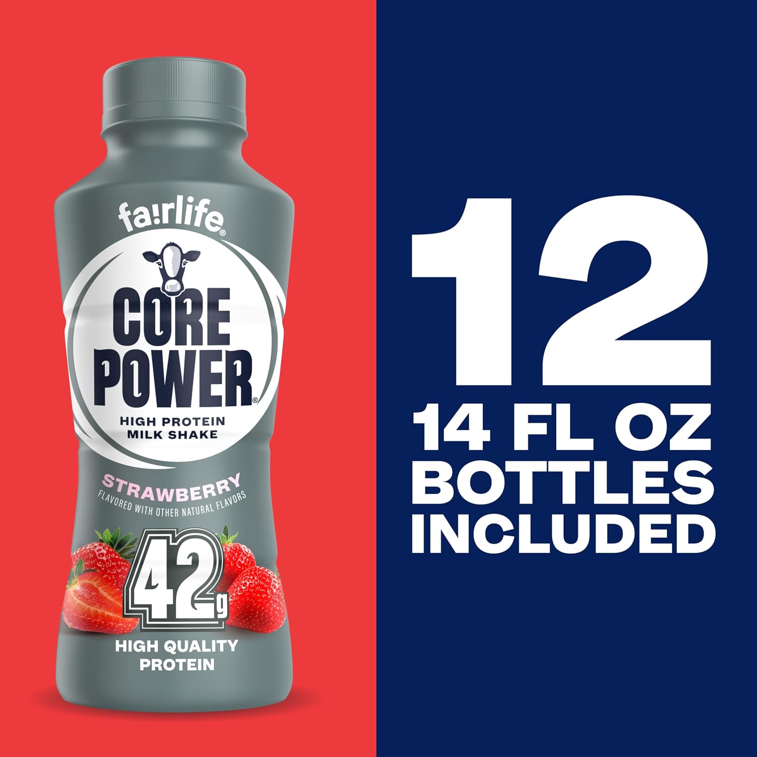 Core Power Elite High Protein Shake, Chocolate, 42g Bottle, 14oz, 12 Pack