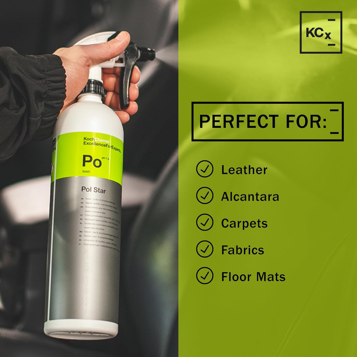 KOCHCHEMIE Pol Star - Vehicle Leather & Suede Cleaner, Effective Natural Vehicle Cleaner with Protection Formula