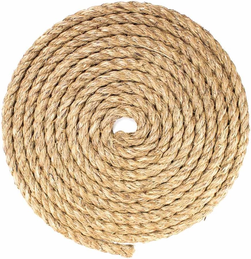 Twisted Manila Hemp Rope (1 Inch x 25 Feet)