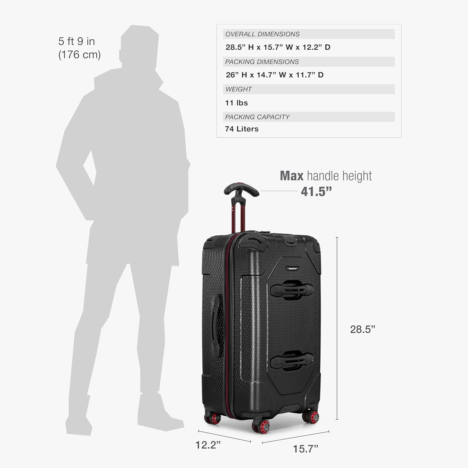 Traveler's Choice Maxporter II Polycarbonate Hardside Trunk with Spinner Wheels, Navy, 31-Inch Large Trunk