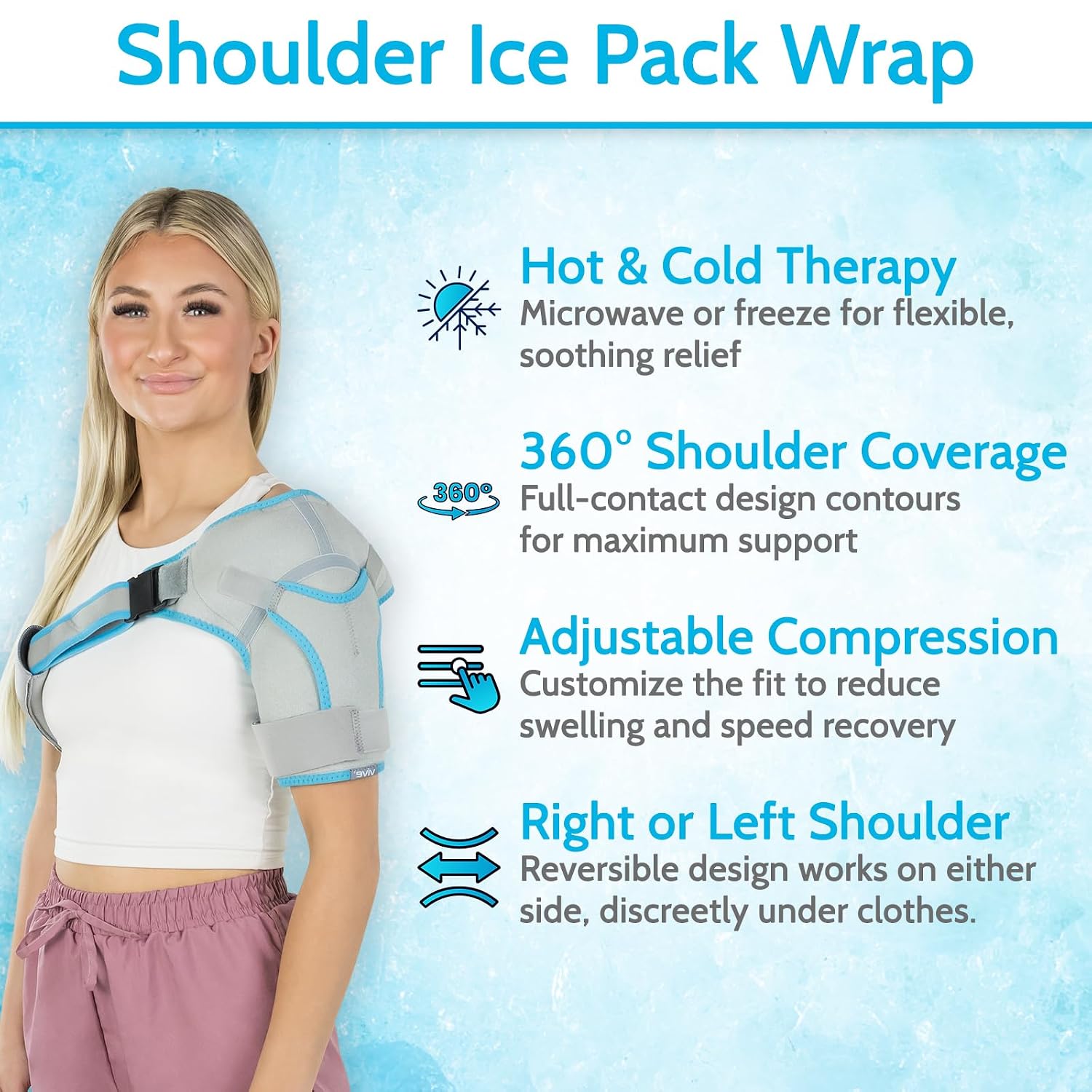 Arctic Flex Shoulder Ice Pack Brace - Rotator Cuff Cold Gel Wrap Therapy | Heat or Cooling Support Immobilizer with Compression Stability for