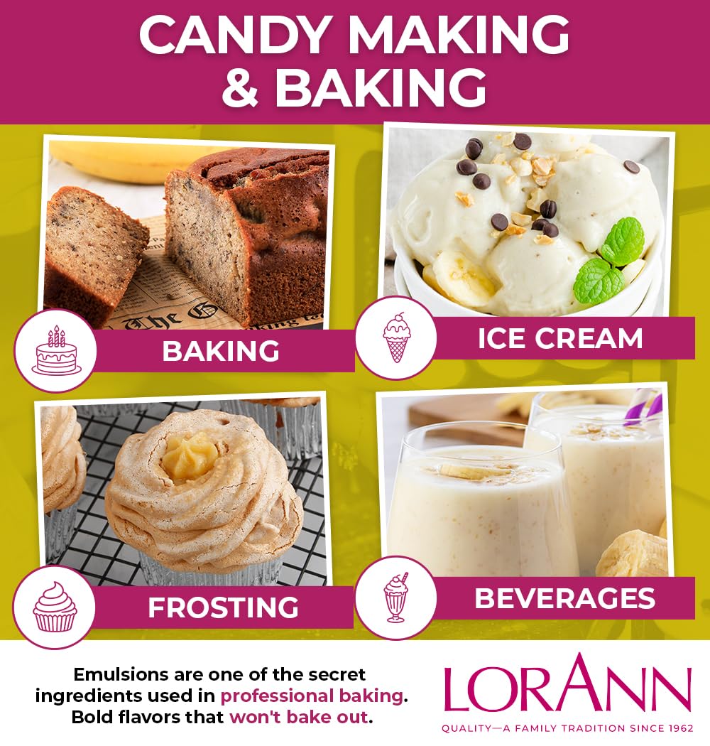 LorAnn Oils Peppermint Bakery Emulsion: True Essence, Ideal for Boosting Fruit Tones in Cakes, Cookies & Desserts, Gluten-Free, Keto-Friendly, Extract Substitute Essential for Your Kitchen, 16 Oz