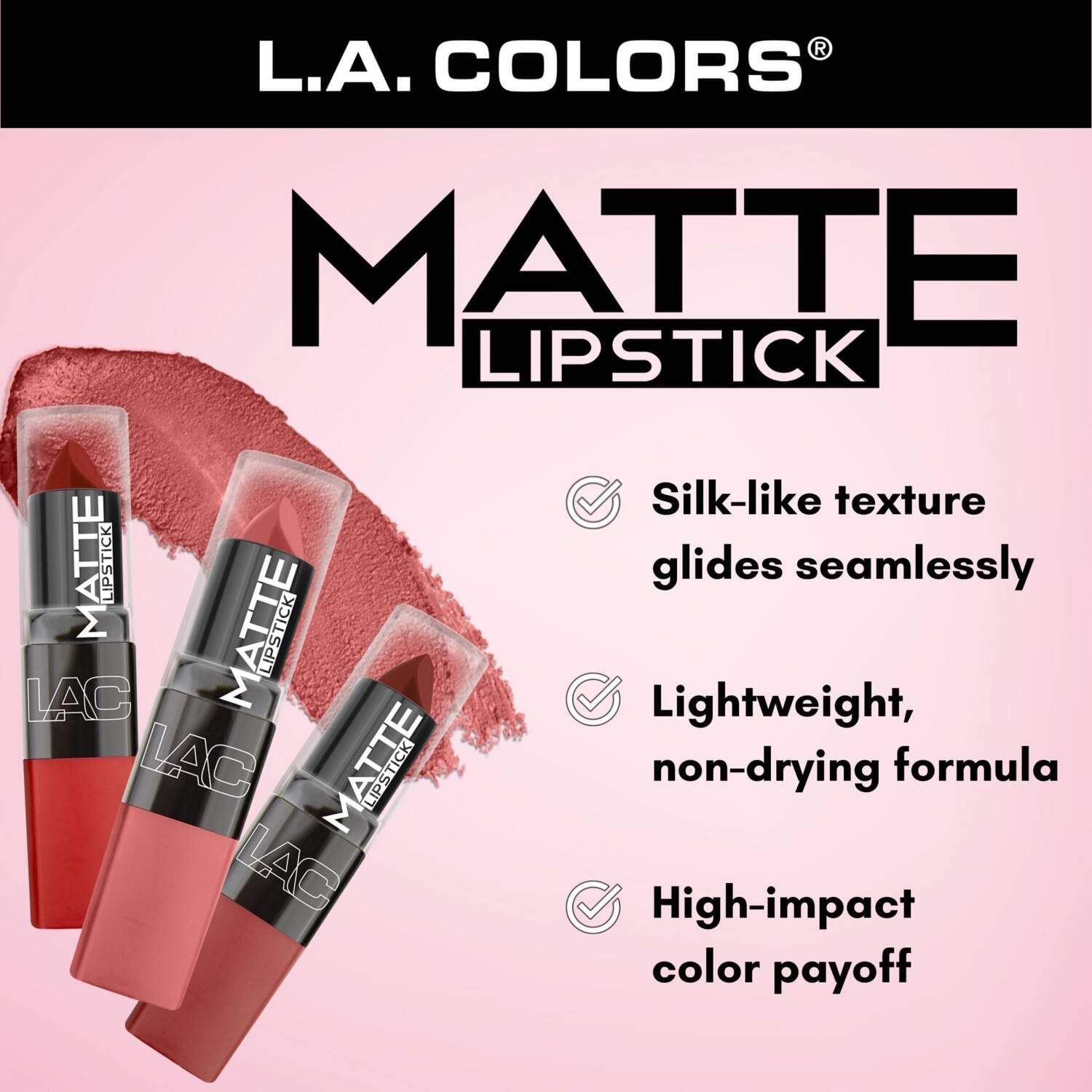 L.A. COLORS Matte Lipstick, Charmed CML476