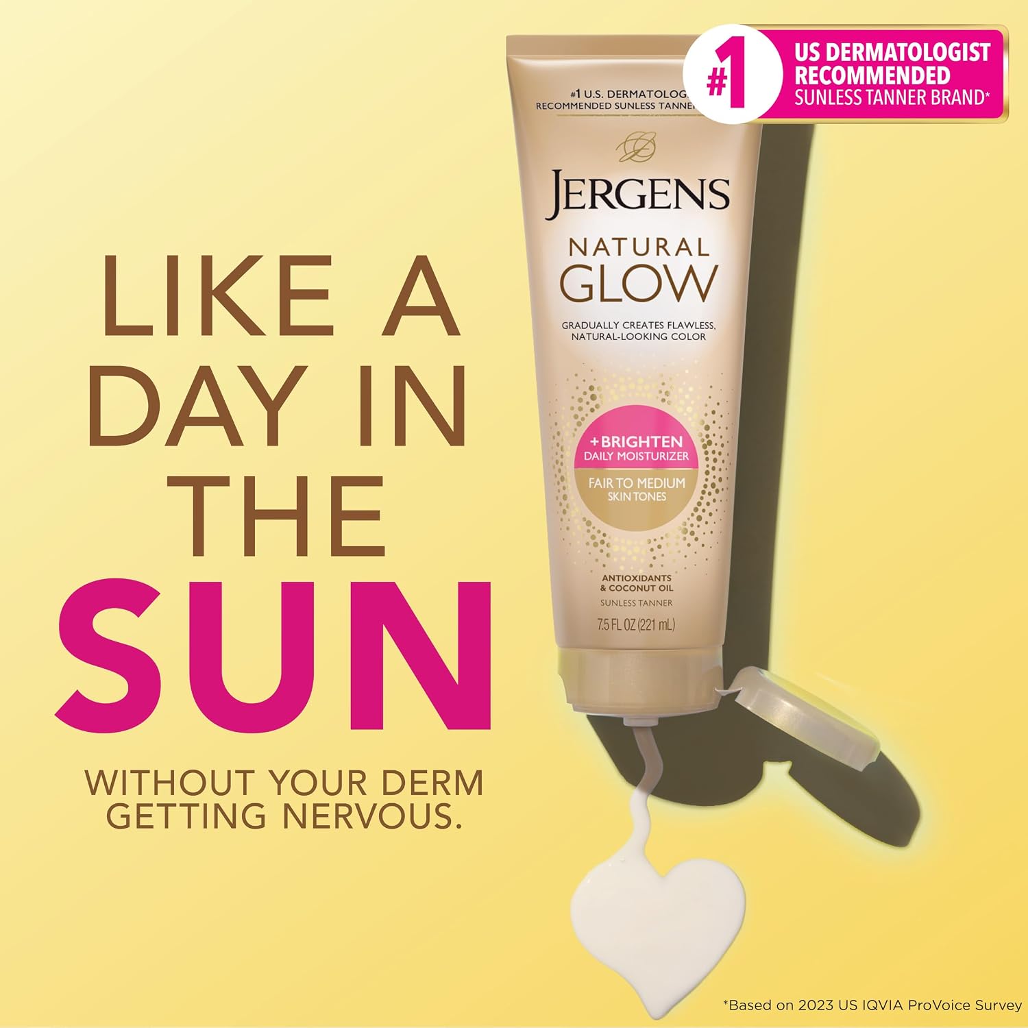 Jergens Natural Glow Self Tanner Body Lotion, Sunless Tanning, Medium to Deep Skin Tone, Daily Moisturizer with Coconut Oil, Vitamin E and Antioxidants, 7.5 Oz | Sunless Tanning, Daily Moisturizer, Coconut Oil, Vitamin E & Antioxidants, Gradual Color Dev…