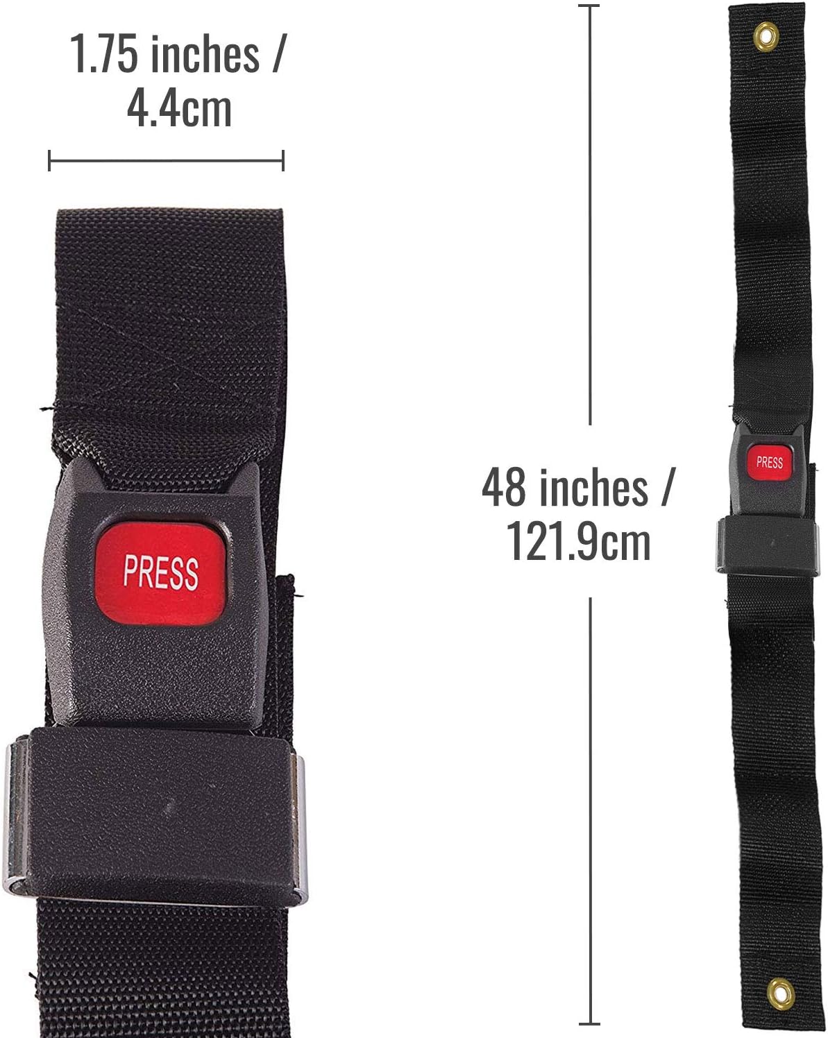 DMI Wheelchair Seat Belt and Safety Harness, Easy Install, 45 Inches long and 1.75 Inches Thick, Adjusts to 41 Inches, Black (Pack of 1)