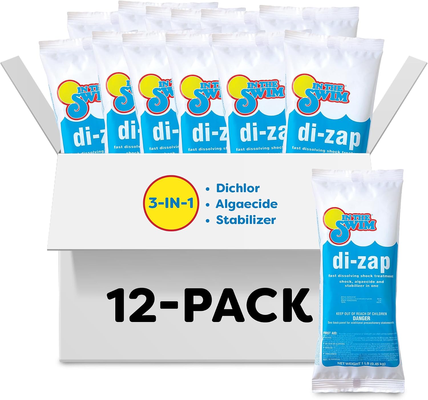 In The Swim Premium 3-in-1 Pool Shock - Di-Zap - 24 x 1 Pound Bags
