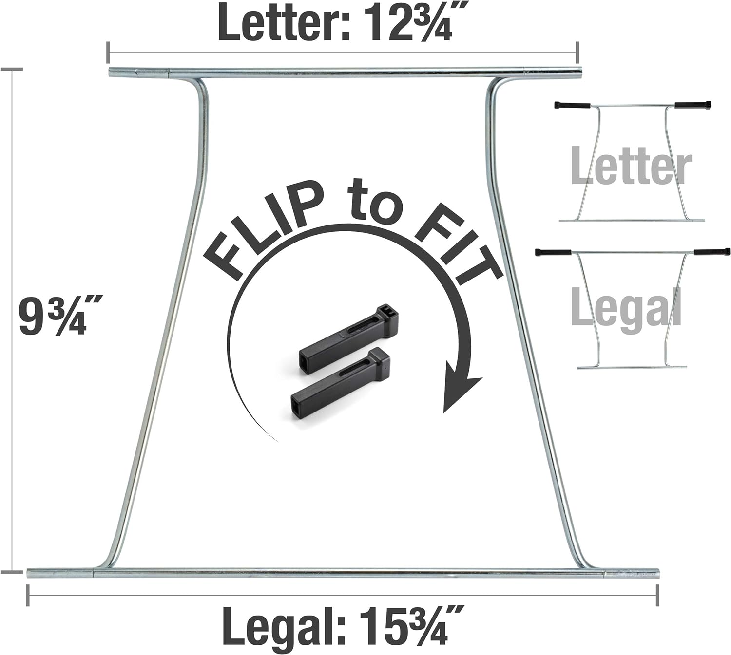 Officemate Universal Hanging File Frame, Letter and Legal Size, Rails 24 to 27, Steel, 1 Set (91966)