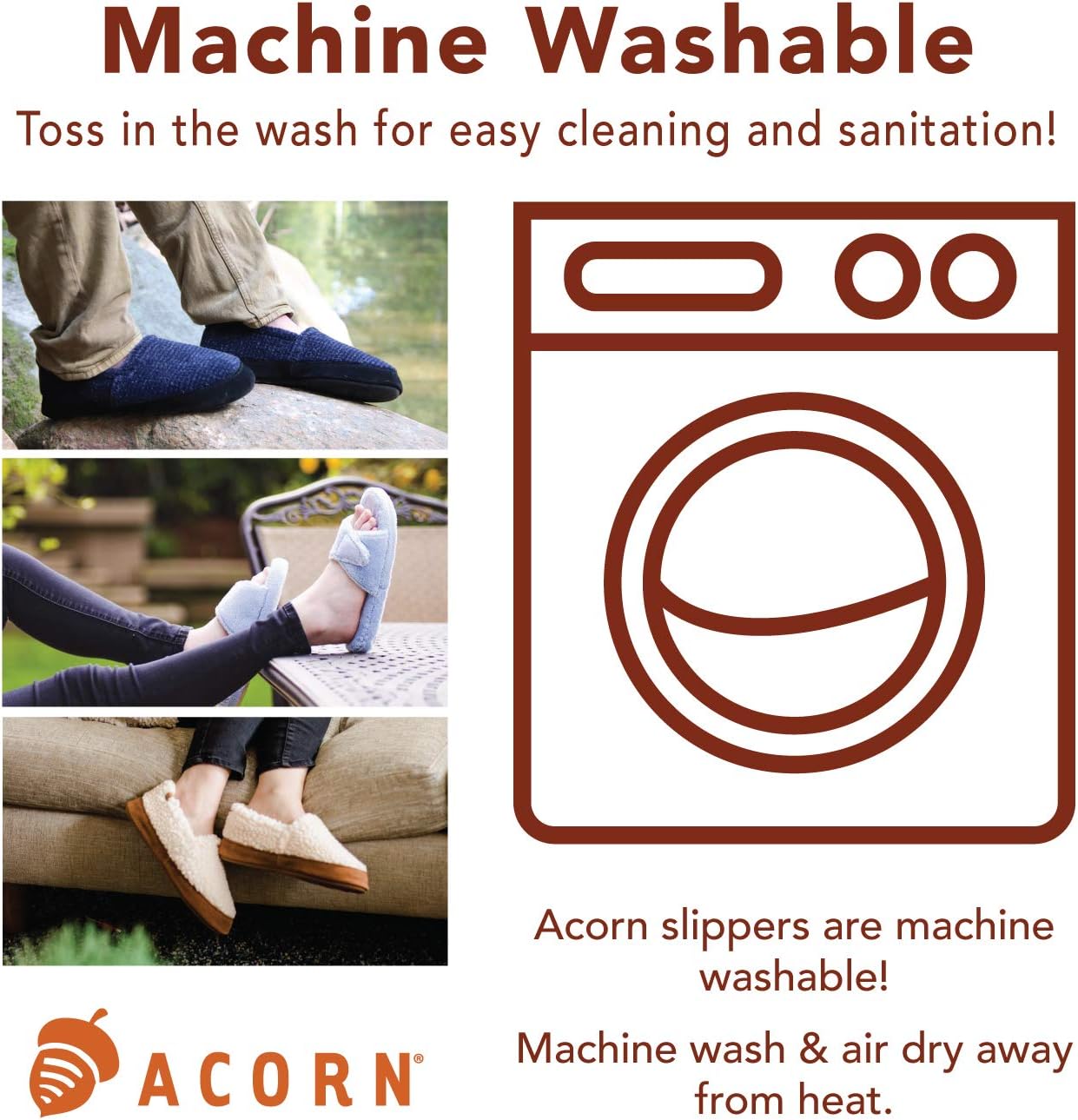 Acorn Slouch Boots Slippers for Women - Comfy, Memory Foam, Non-Slip, Durable, Mid-Calf House Slipper with Indoor/Outdoor Sole