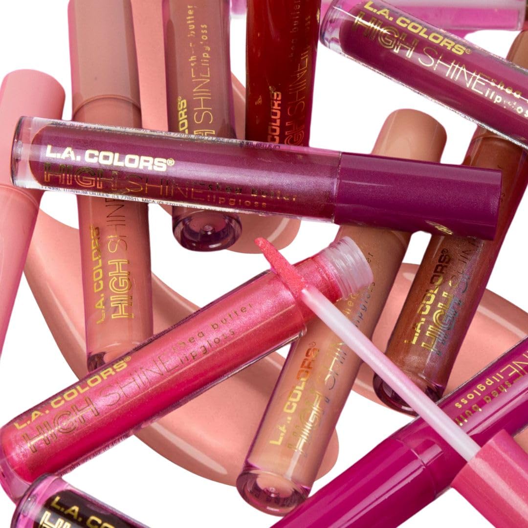 L.A. COLORS High Shine Shea Butter Lip Gloss, Baby Cakes, 0.14 Oz