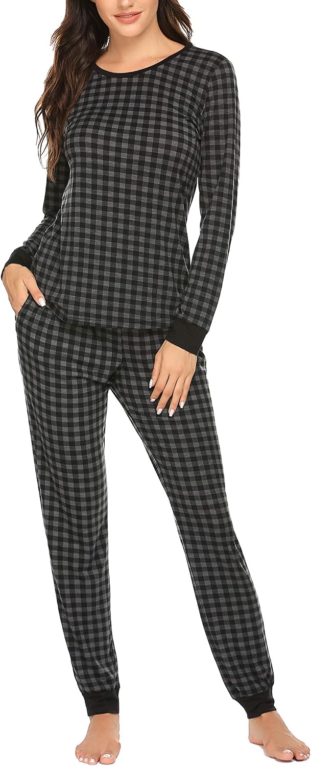 Ekouaer Womens Pajamas Sets Long Sleeve Tops with Jogger Pants