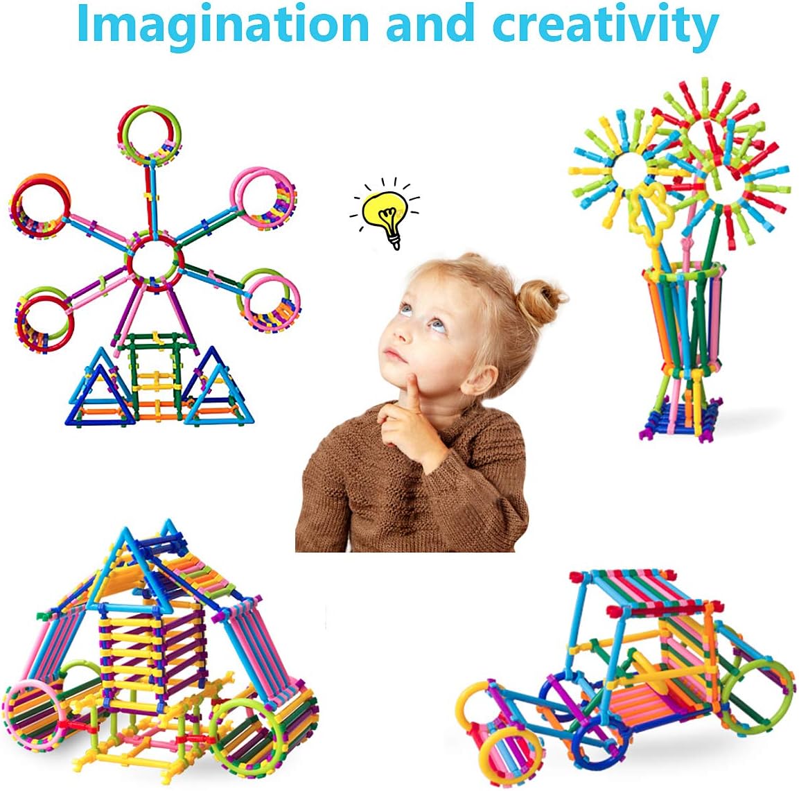 Juboury 1054Pcs Building Toy Building Blocks Bars Educational Set Puzzle
