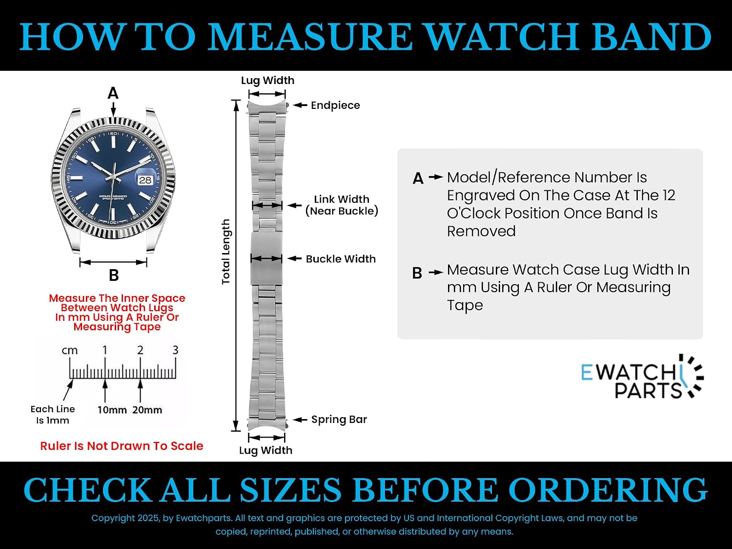 Ewatchparts 20mm Watch Band Solid Link Compatible With Omega Bracelet Speedmaster Moonwatch 3570 1861 Stainless Steel