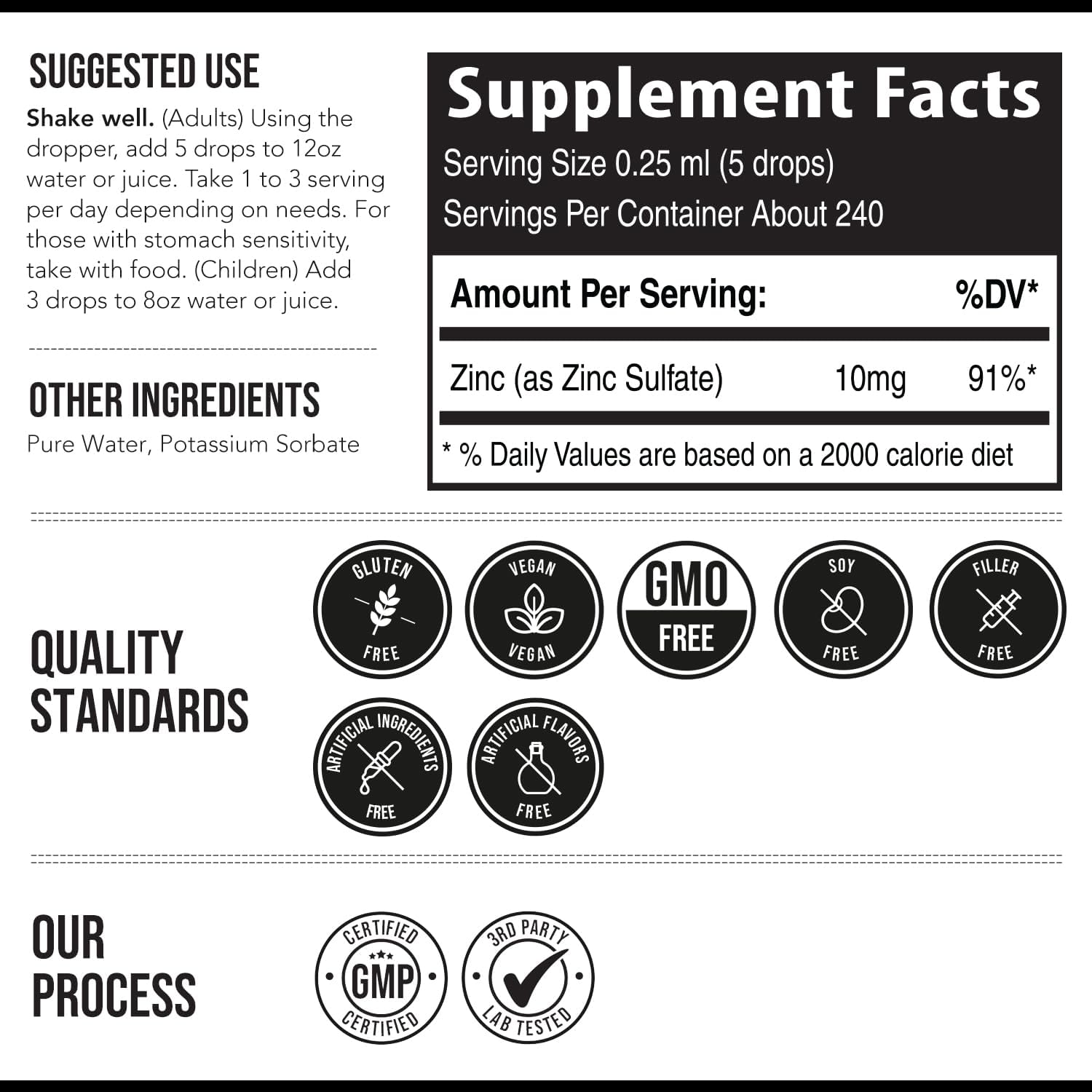 Ionic Liquid Zinc – 8 Month Supply, Adjustable Dosing for Adults – High Absorption, Vegan, Glass Bottle – Supports Immune System