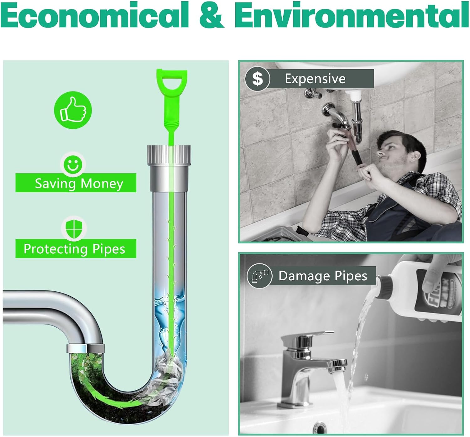 Drain Snake Hair Drain Clog Remover - 3 Pack Shower Sink Unclogger Tool