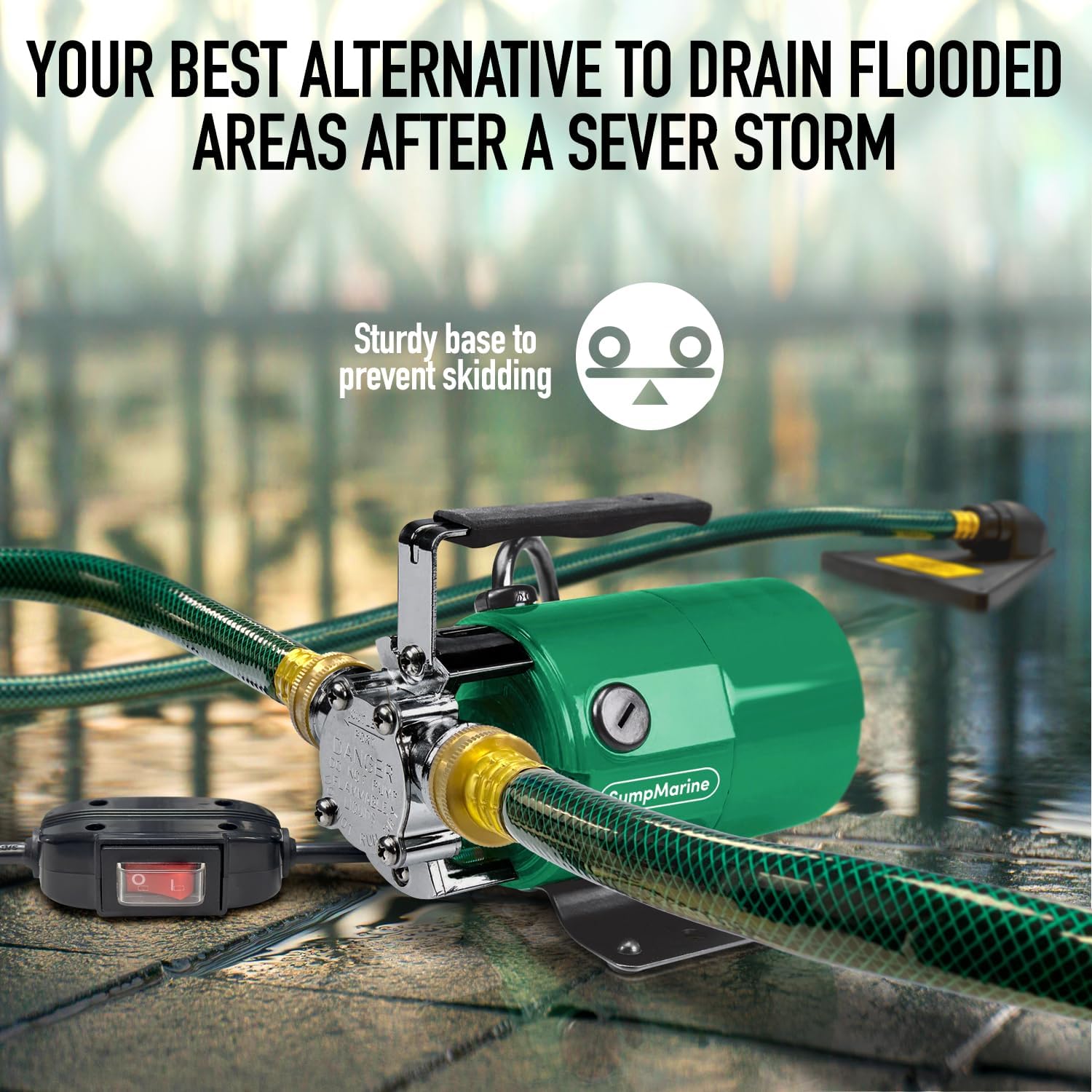 SumpMarine Water Transfer Pump, 115V 330 Gallon Per Hour - Portable Electric Pump with 6' Hose Kit, Remove Water From Pools, Rain Barrel, Aquariums