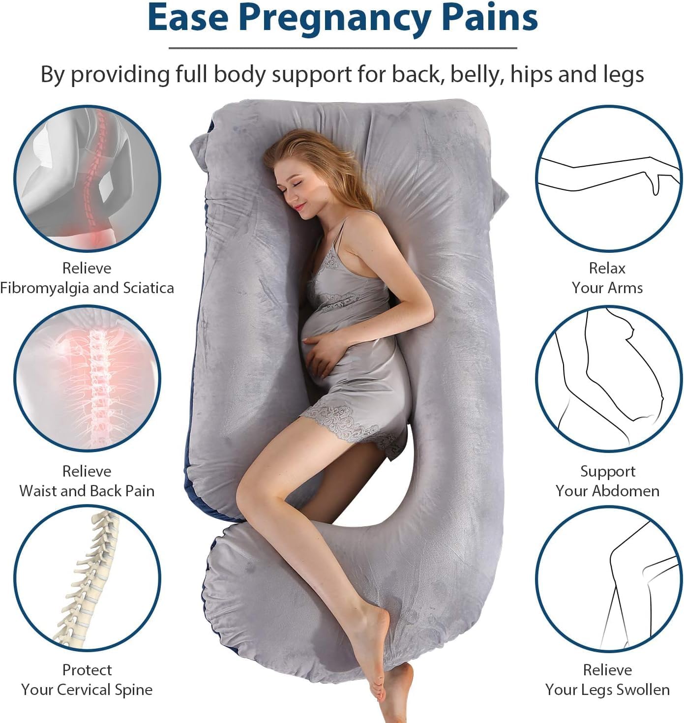 Victostar Pregnancy Pillow,57 inches U Shaped Maternity Pillow with Removable Cover Full Body Pillow Support for Back, HIPS, Legs, Belly (Dark Gray)