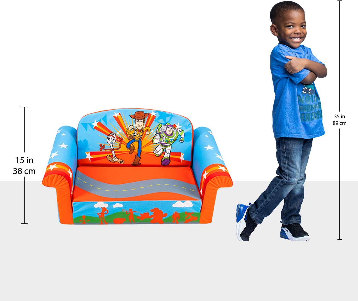 Marshmallow Furniture, Children's 2 in 1 Flip Open Foam Sofa, Minnie Mouse, by Spin Master | Pullout Foam Sleeper for Folding Lounging, Sitting, and Napping for Toddlers & Kids, Bedroom and Playroom Use